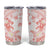 Polynesia Hammerhead Shark Tumbler Cup Tropical Flowers Tribal Pattern Peach