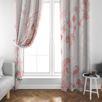 Polynesia Hammerhead Shark Window Curtain Tropical Flowers Tribal Pattern Peach LT05 - Polynesian Pride