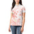 Polynesia Hammerhead Shark Women Polo Shirt Tropical Flowers Tribal Pattern Peach