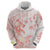 Polynesia Hammerhead Shark Zip Hoodie Tropical Flowers Tribal Pattern Peach