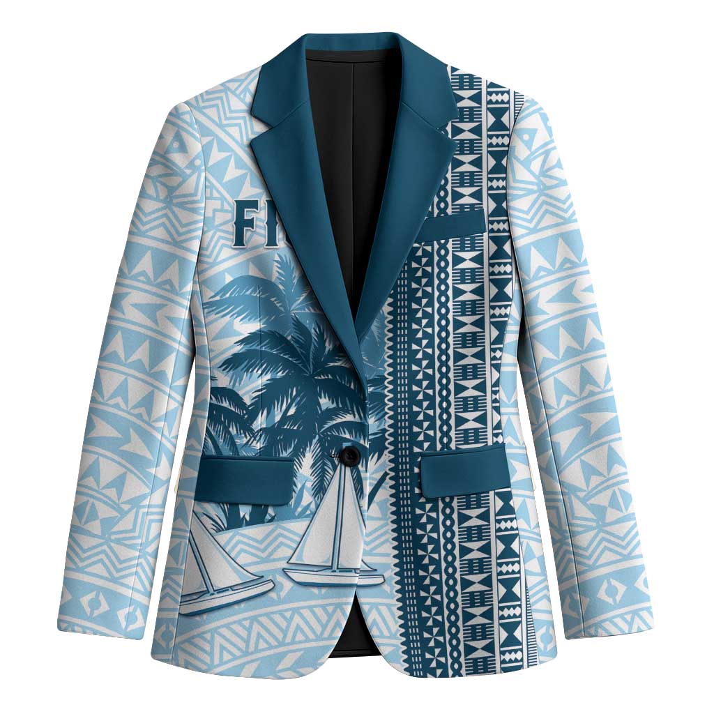 Custom Fiji Regatta Blazer Palm Tree Tapa Pattern - Polynesian Pride