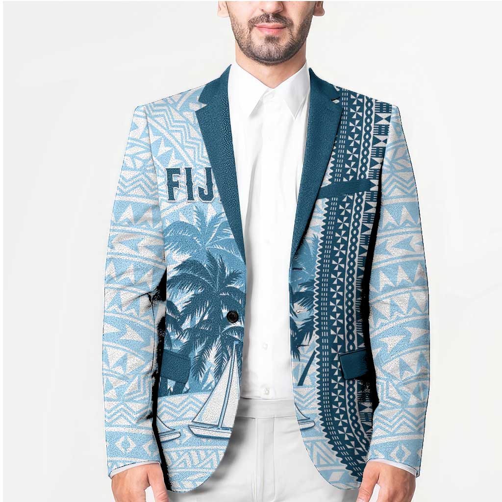 Custom Fiji Regatta Blazer Palm Tree Tapa Pattern - Polynesian Pride
