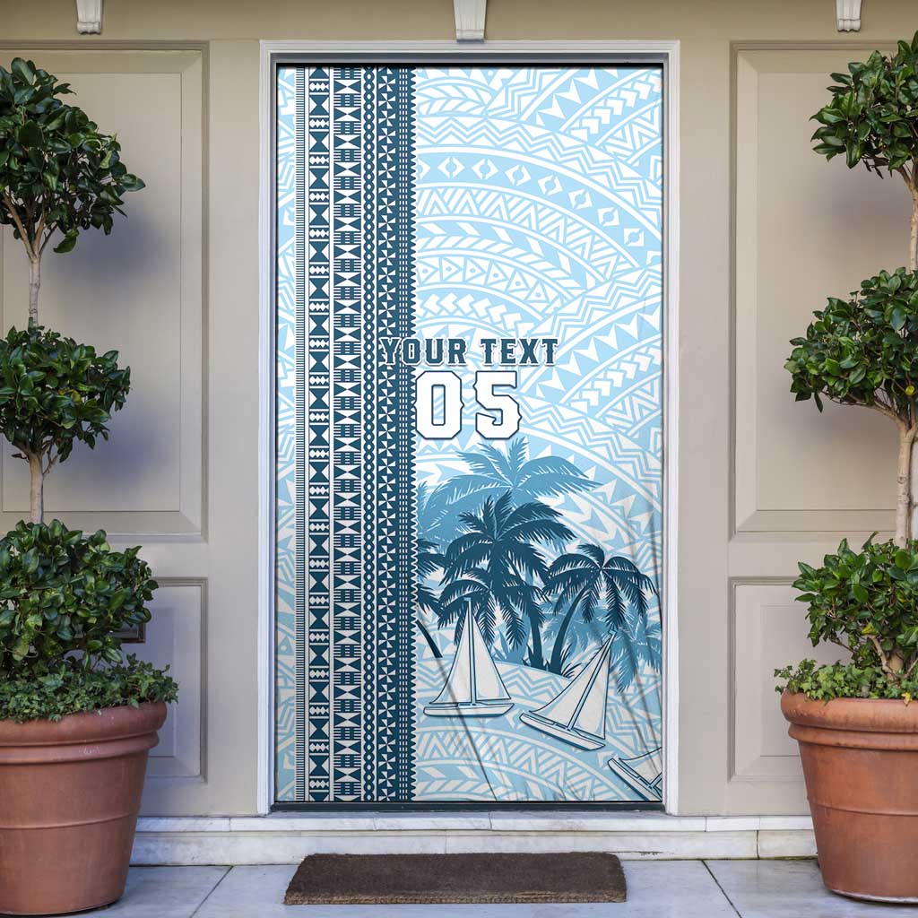 Fiji Regatta Door Cover Palm Tree Tapa Pattern - Polynesian Pride