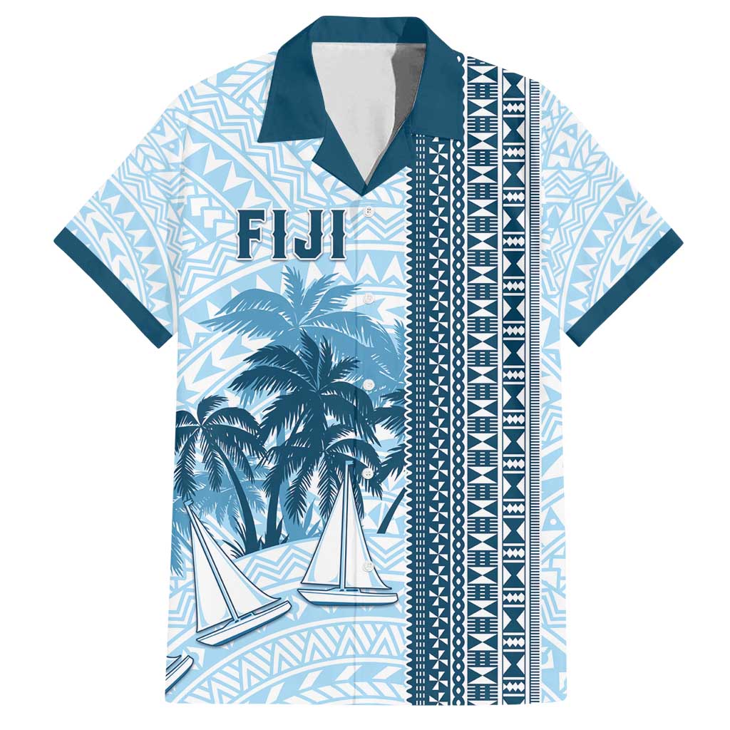 Custom Fiji Regatta Family Matching Long Sleeve Bodycon Dress and Hawaiian Shirt Palm Tree Tapa Pattern - Polynesian Pride