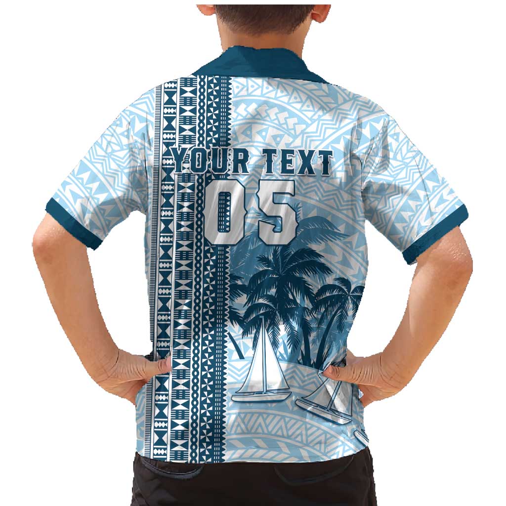 Custom Fiji Regatta Family Matching Mermaid Dress and Hawaiian Shirt Palm Tree Tapa Pattern - Polynesian Pride