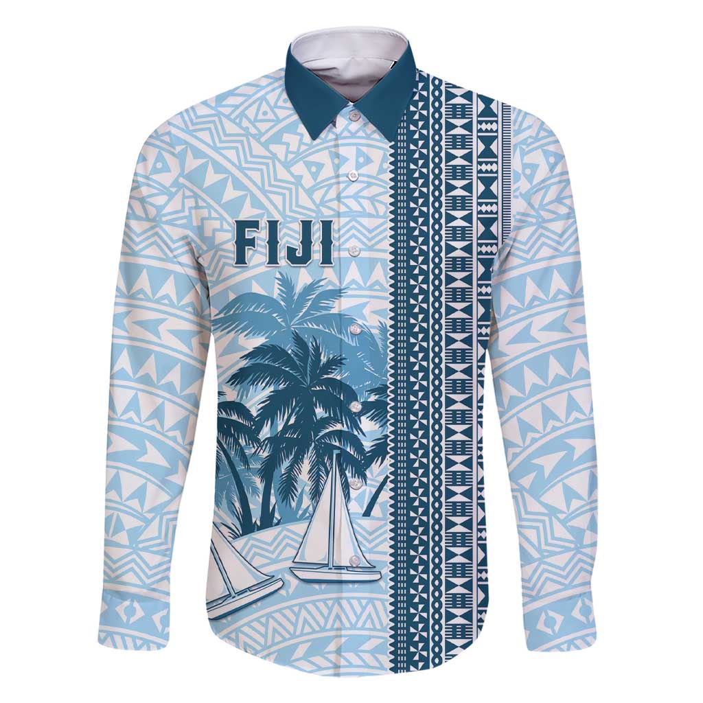 Custom Fiji Regatta Family Matching Short Sleeve Bodycon Dress and Hawaiian Shirt Palm Tree Tapa Pattern - Polynesian Pride