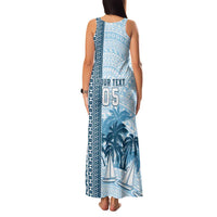 Custom Fiji Regatta Family Matching Tank Maxi Dress and Hawaiian Shirt Palm Tree Tapa Pattern - Polynesian Pride