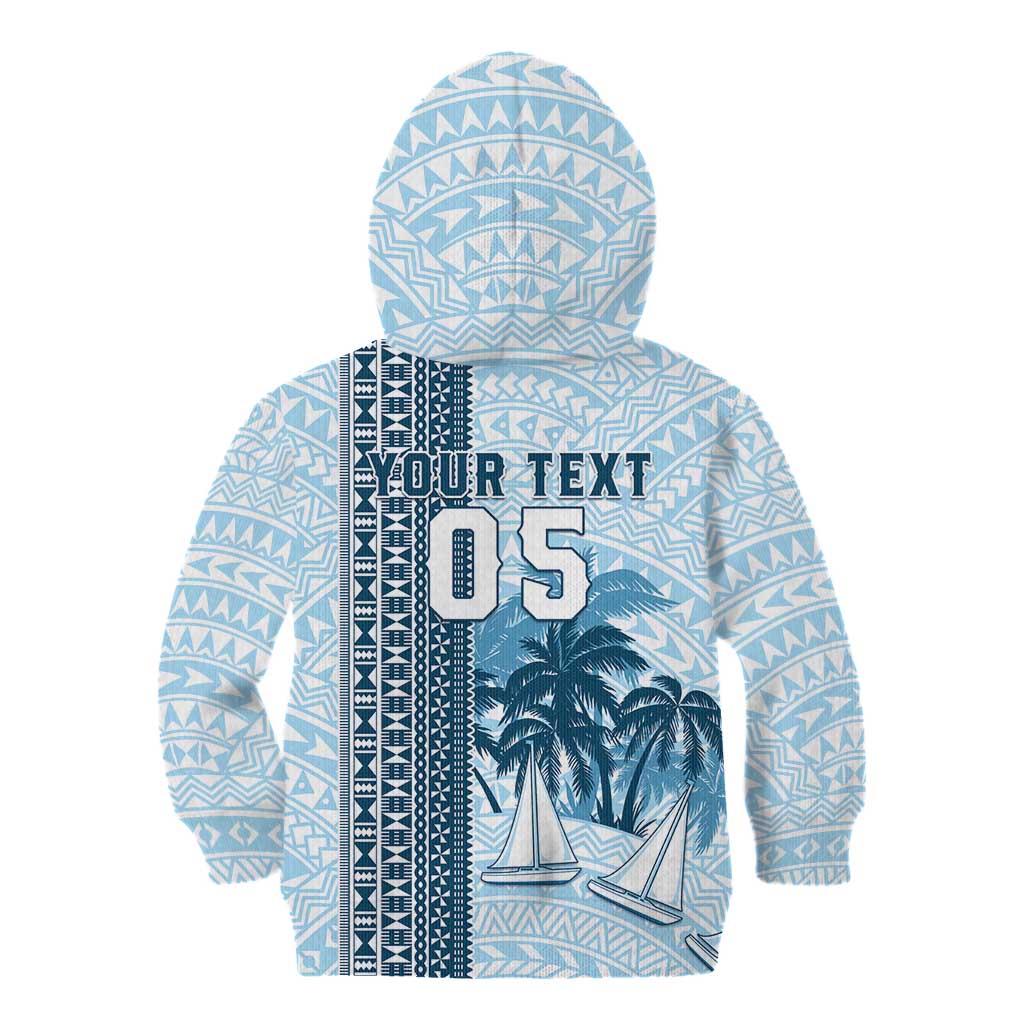 Custom Fiji Regatta Kid Hoodie Palm Tree Tapa Pattern - Polynesian Pride