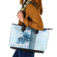 Fiji Regatta Leather Tote Bag Palm Tree Tapa Pattern - Polynesian Pride