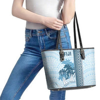 Fiji Regatta Leather Tote Bag Palm Tree Tapa Pattern - Polynesian Pride