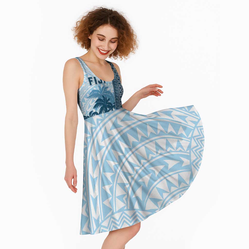 Custom Fiji Regatta Midi Dress Palm Tree Tapa Pattern - Polynesian Pride