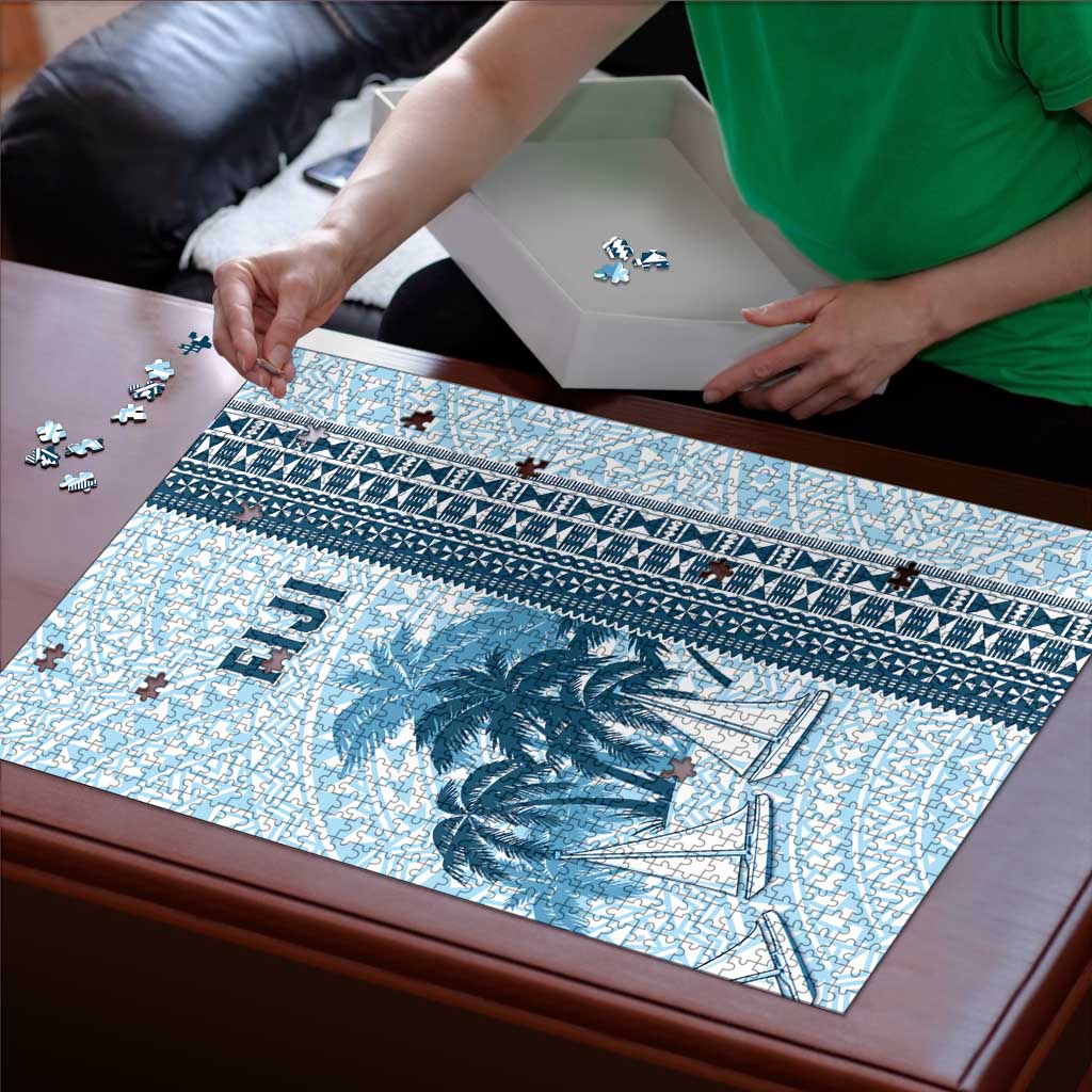 Fiji Regatta Puzzle Palm Tree Tapa Pattern - Polynesian Pride