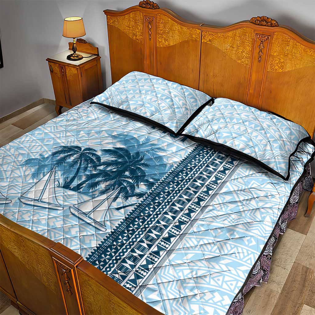 Fiji Regatta Quilt Bed Set Palm Tree Tapa Pattern - Polynesian Pride