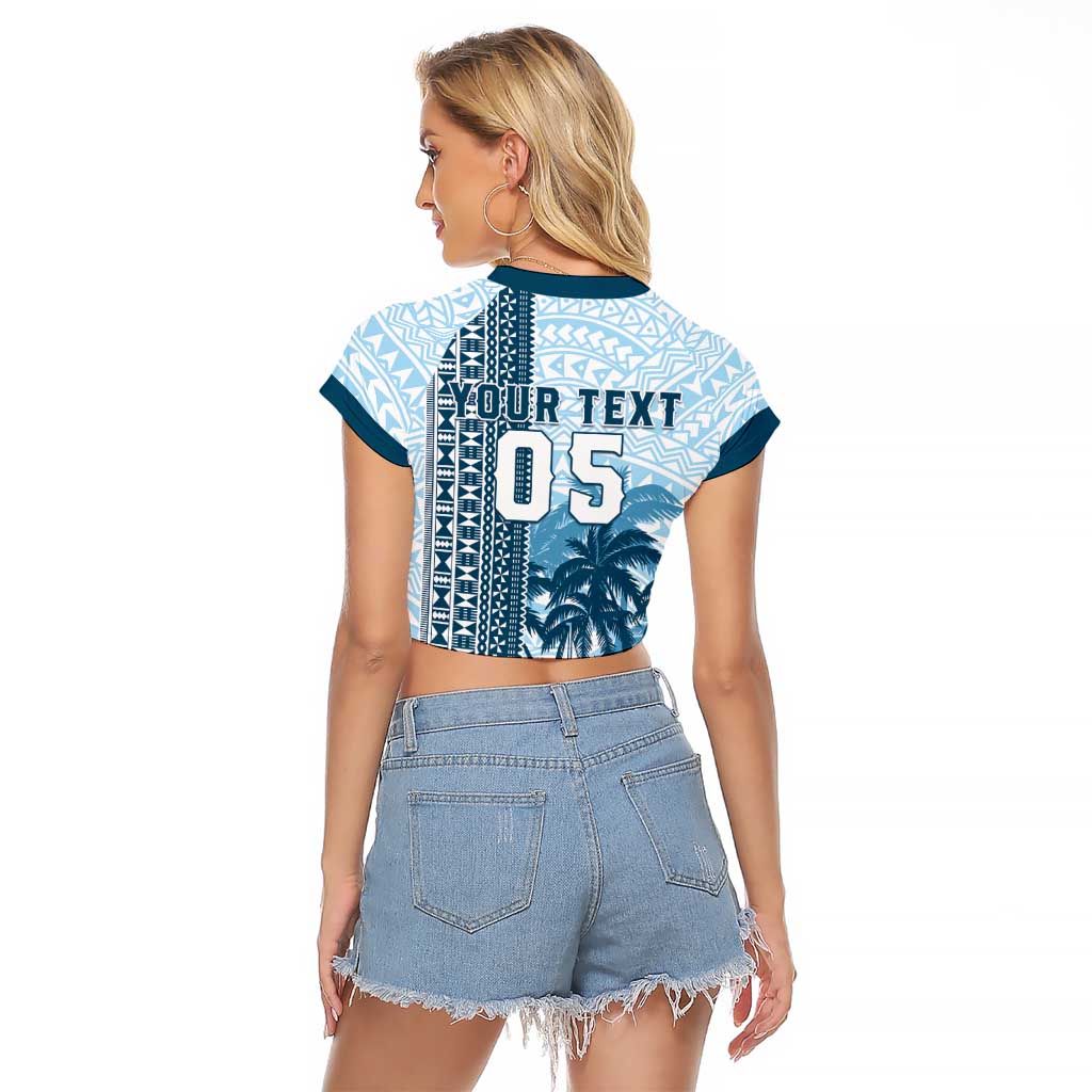 Custom Fiji Regatta Raglan Cropped T Shirt Palm Tree Tapa Pattern - Polynesian Pride
