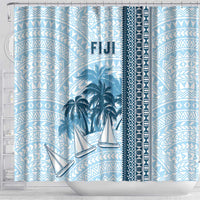 Fiji Regatta Shower Curtain Palm Tree Tapa Pattern - Polynesian Pride