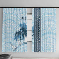 Fiji Regatta Window Curtain Palm Tree Tapa Pattern - Polynesian Pride