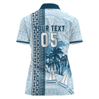 Custom Fiji Regatta Women Polo Shirt Palm Tree Tapa Pattern - Polynesian Pride