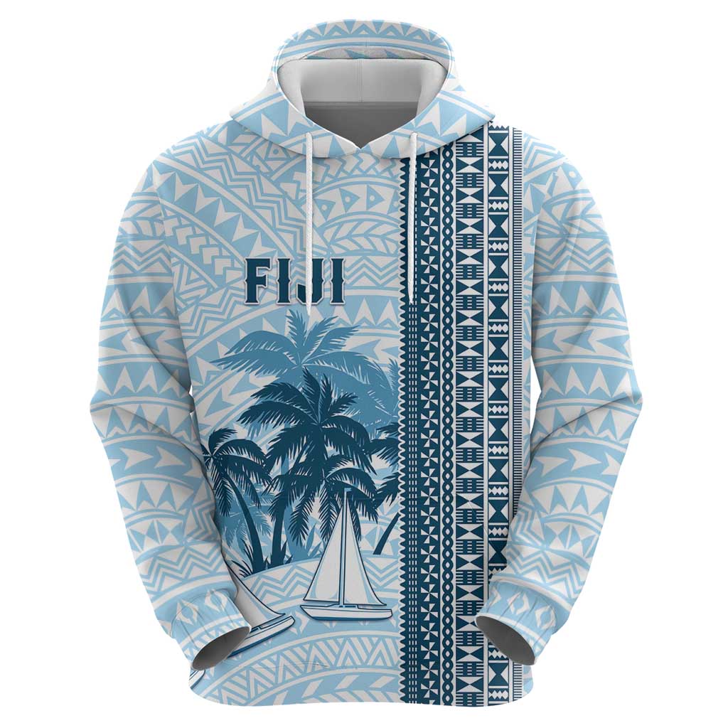 Custom Fiji Regatta Zip Hoodie Palm Tree Tapa Pattern - Polynesian Pride