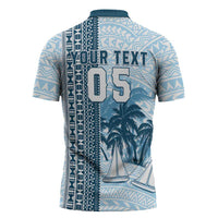 Custom Fiji Regatta Zipper Polo Shirt Palm Tree Tapa Pattern - Polynesian Pride