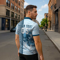 Custom Fiji Regatta Zipper Polo Shirt Palm Tree Tapa Pattern - Polynesian Pride