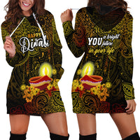 Happy Diwali Festival Hoodie Dress Diya Lamp Hibiscus Polynesian Pattern LT05 - Polynesian Pride