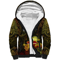 Happy Diwali Festival Sherpa Hoodie Diya Lamp Hibiscus Polynesian Pattern LT05 Unisex Yellow - Polynesian Pride
