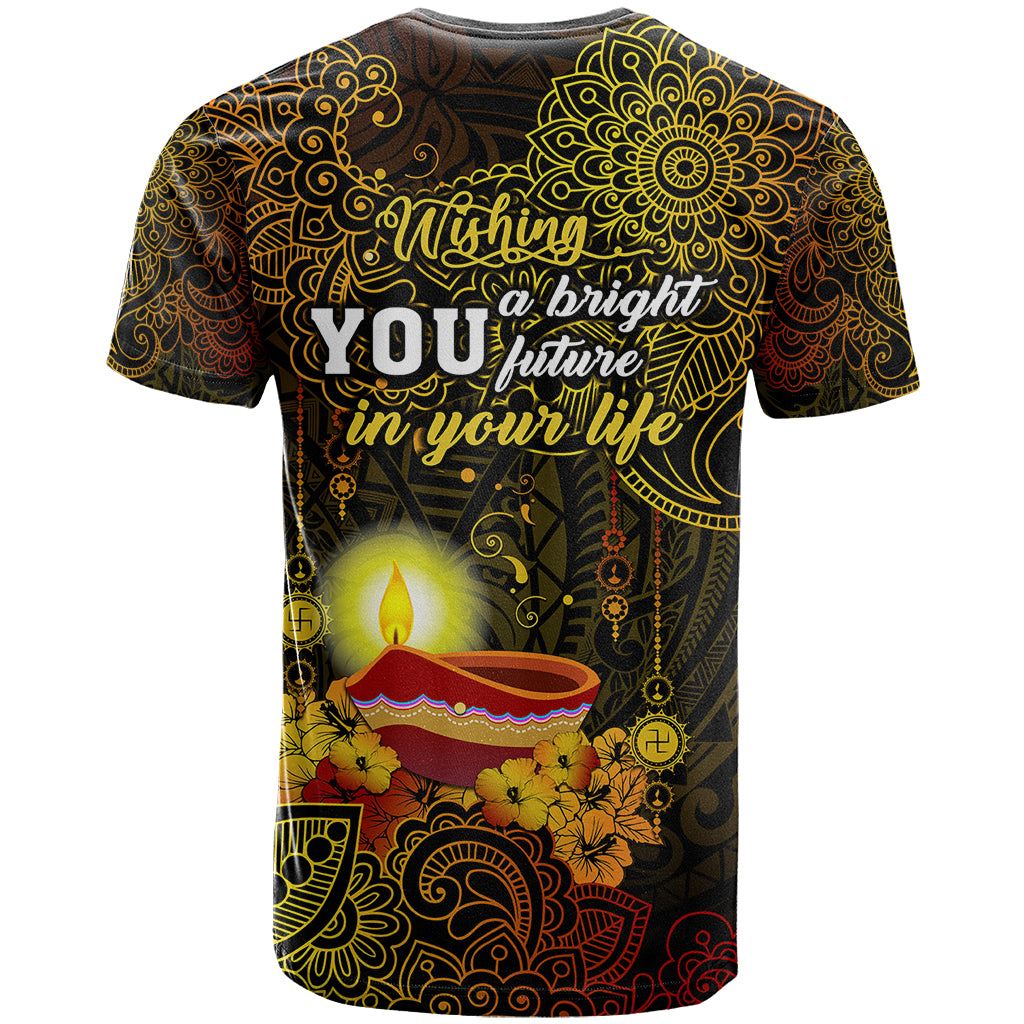 Happy Diwali Festival T Shirt Diya Lamp Hibiscus Polynesian Pattern LT05 - Polynesian Pride