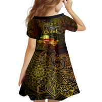 Personalized Happy Diwali Festival Kid Short Sleeve Dress Diya Lamp Hibiscus Polynesian Pattern LT05 - Polynesian Pride