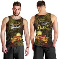Personalized Happy Diwali Festival Men Tank Top Diya Lamp Hibiscus Polynesian Pattern LT05 - Polynesian Pride