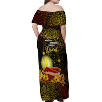 personalized-happy-diwali-festival-off-shoulder-maxi-dress-diya-lamp-hibiscus-polynesian-pattern