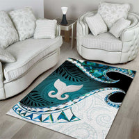 Aotearoa New Zealand Area Rug Maori Wera Paua Shell Teal Glitter