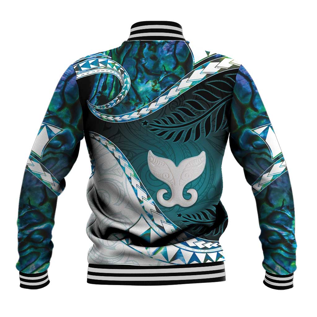 Aotearoa New Zealand Baseball Jacket Maori Wera Paua Shell Teal Glitter LT05 - Polynesian Pride