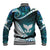 Aotearoa New Zealand Baseball Jacket Maori Wera Paua Shell Teal Glitter