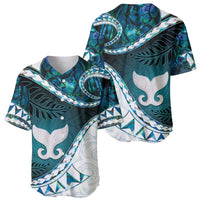 Aotearoa New Zealand Baseball Jersey Maori Wera Paua Shell Teal Glitter