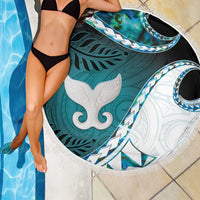 Aotearoa New Zealand Beach Blanket Maori Wera Paua Shell Teal Glitter LT05 - Polynesian Pride