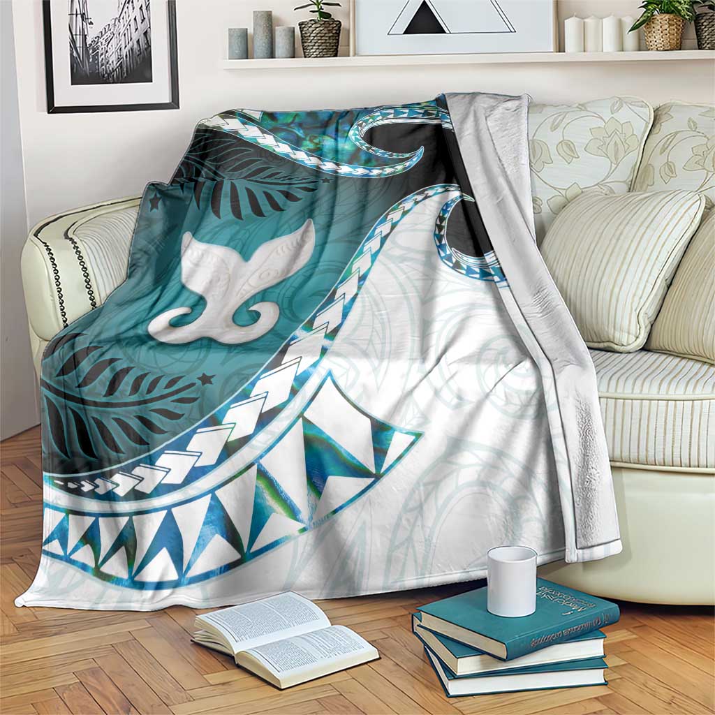 Aotearoa New Zealand Blanket Maori Wera Paua Shell Teal Glitter