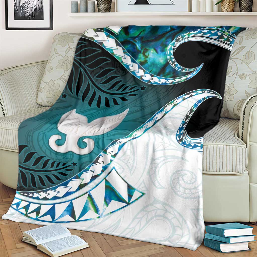 Aotearoa New Zealand Blanket Maori Wera Paua Shell Teal Glitter LT05 - Polynesian Pride