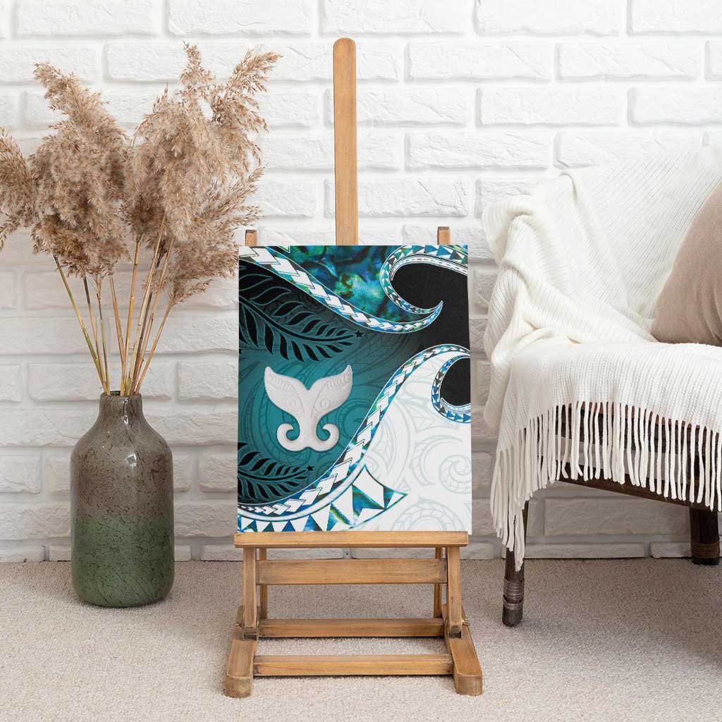 Aotearoa New Zealand Canvas Wall Art Maori Wera Paua Shell Teal Glitter LT05 - Polynesian Pride