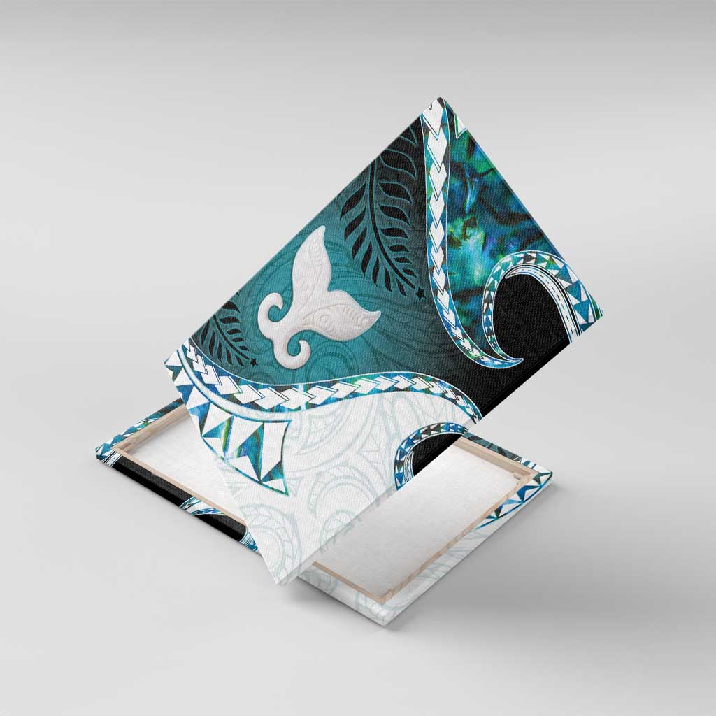 Aotearoa New Zealand Canvas Wall Art Maori Wera Paua Shell Teal Glitter LT05 With Frame Teal - Polynesian Pride