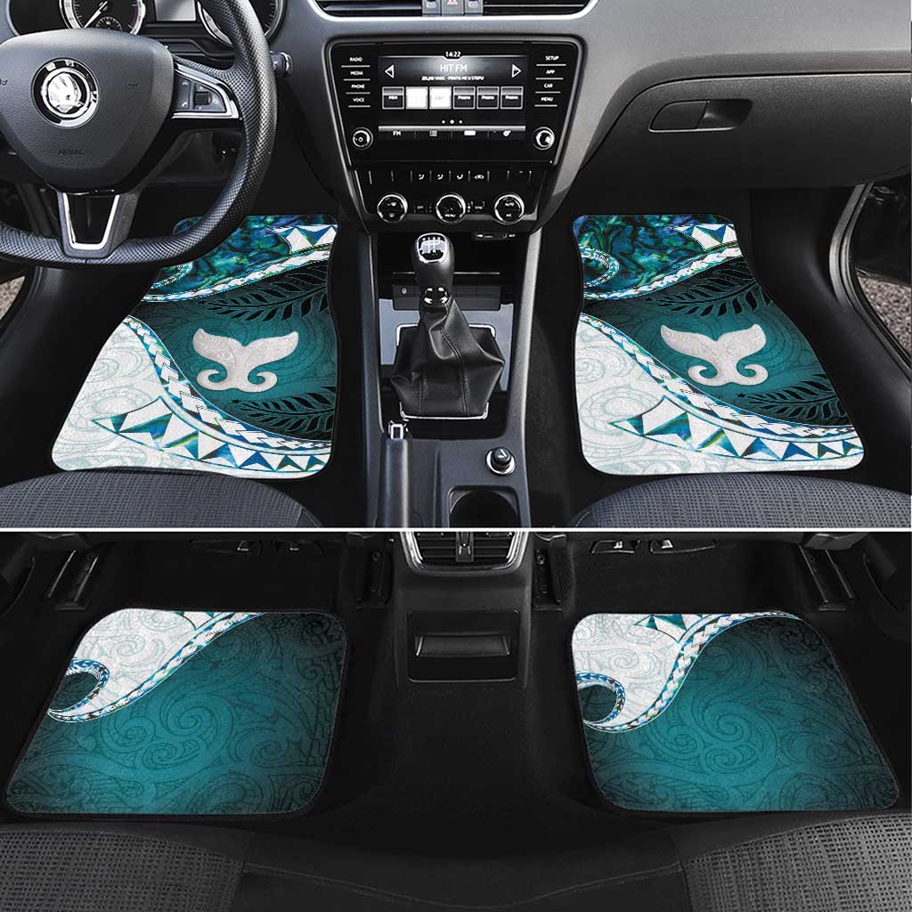 Aotearoa New Zealand Car Mats Maori Wera Paua Shell Teal Glitter