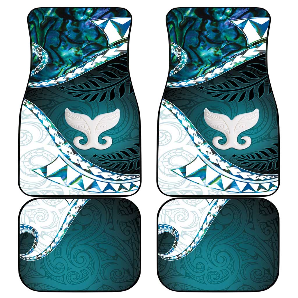Aotearoa New Zealand Car Mats Maori Wera Paua Shell Teal Glitter LT05 - Polynesian Pride