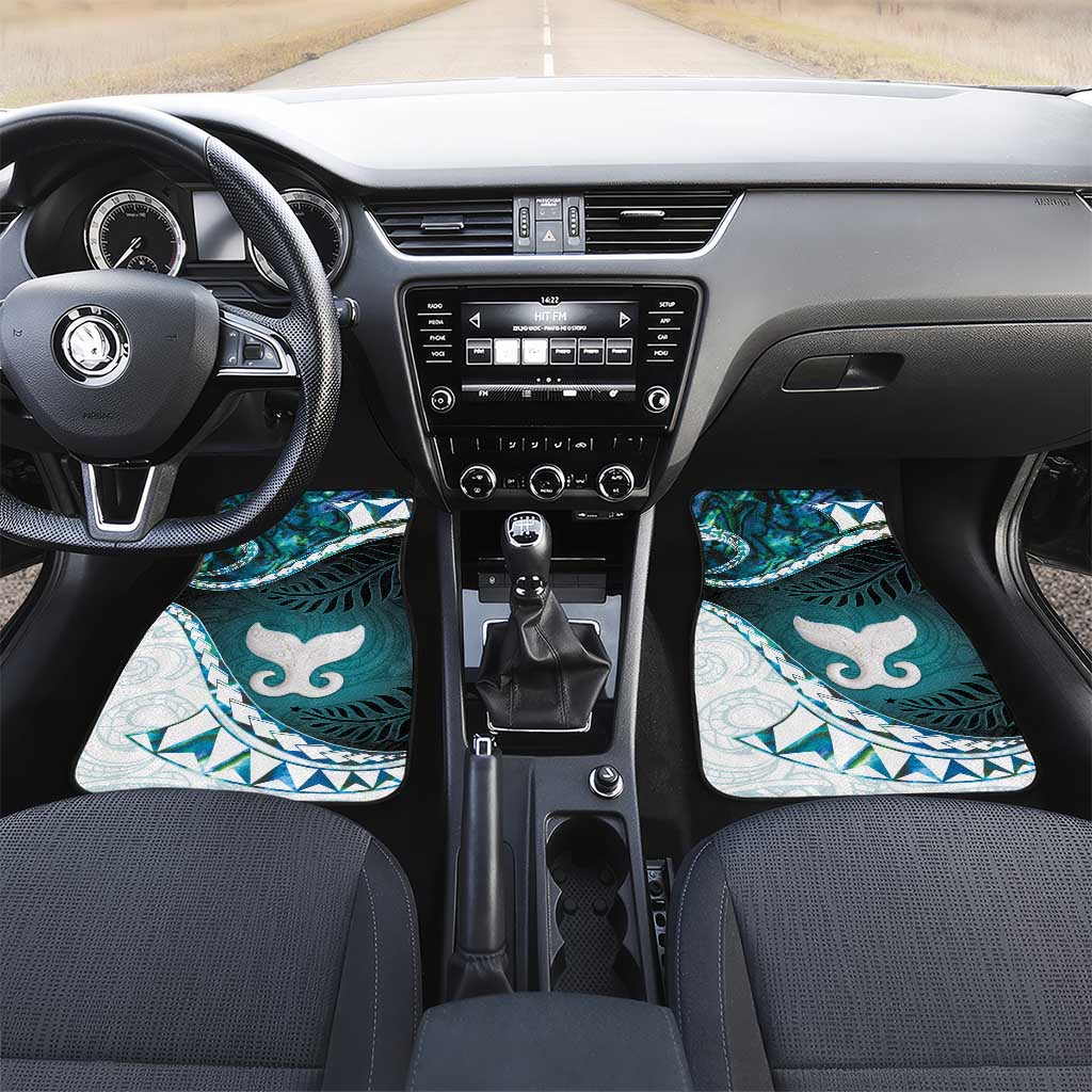 Aotearoa New Zealand Car Mats Maori Wera Paua Shell Teal Glitter LT05 Set 2pcs - Front Teal - Polynesian Pride