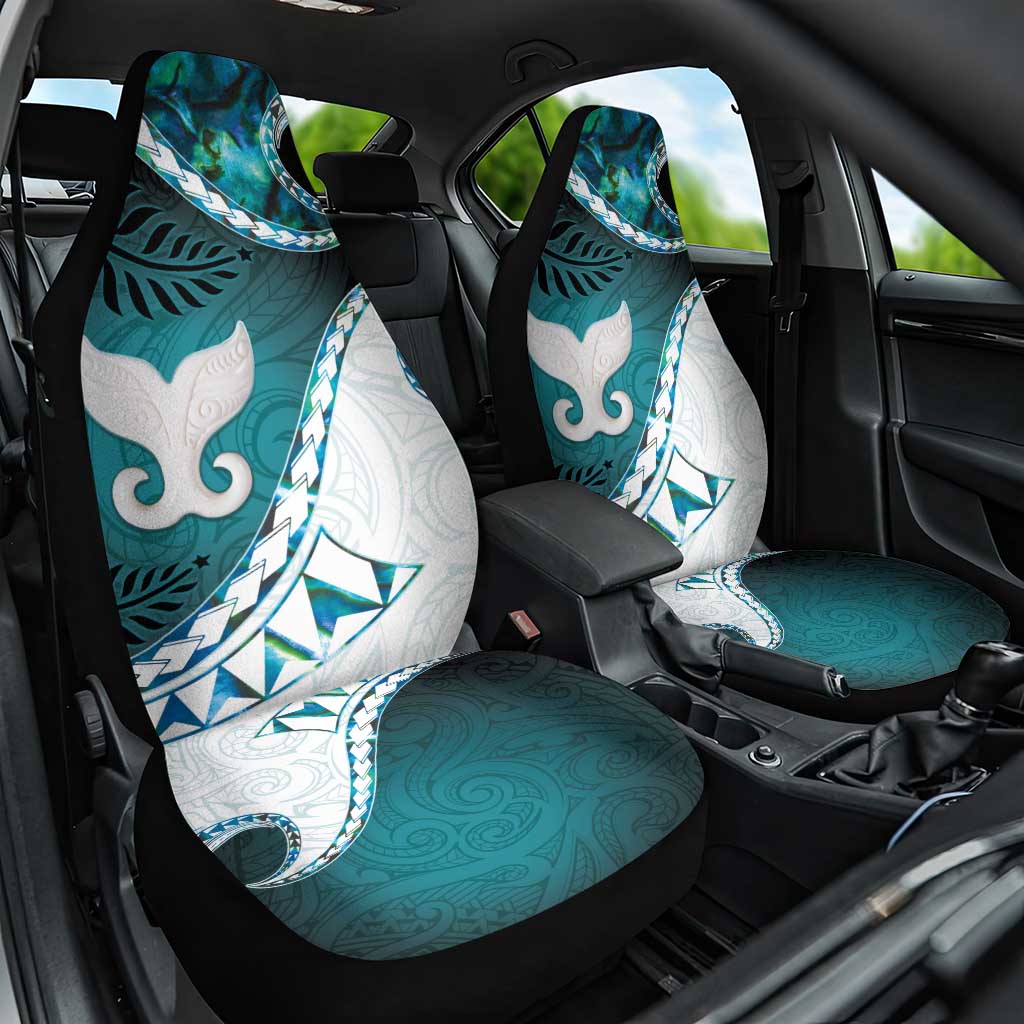 Aotearoa New Zealand Car Seat Cover Maori Wera Paua Shell Teal Glitter