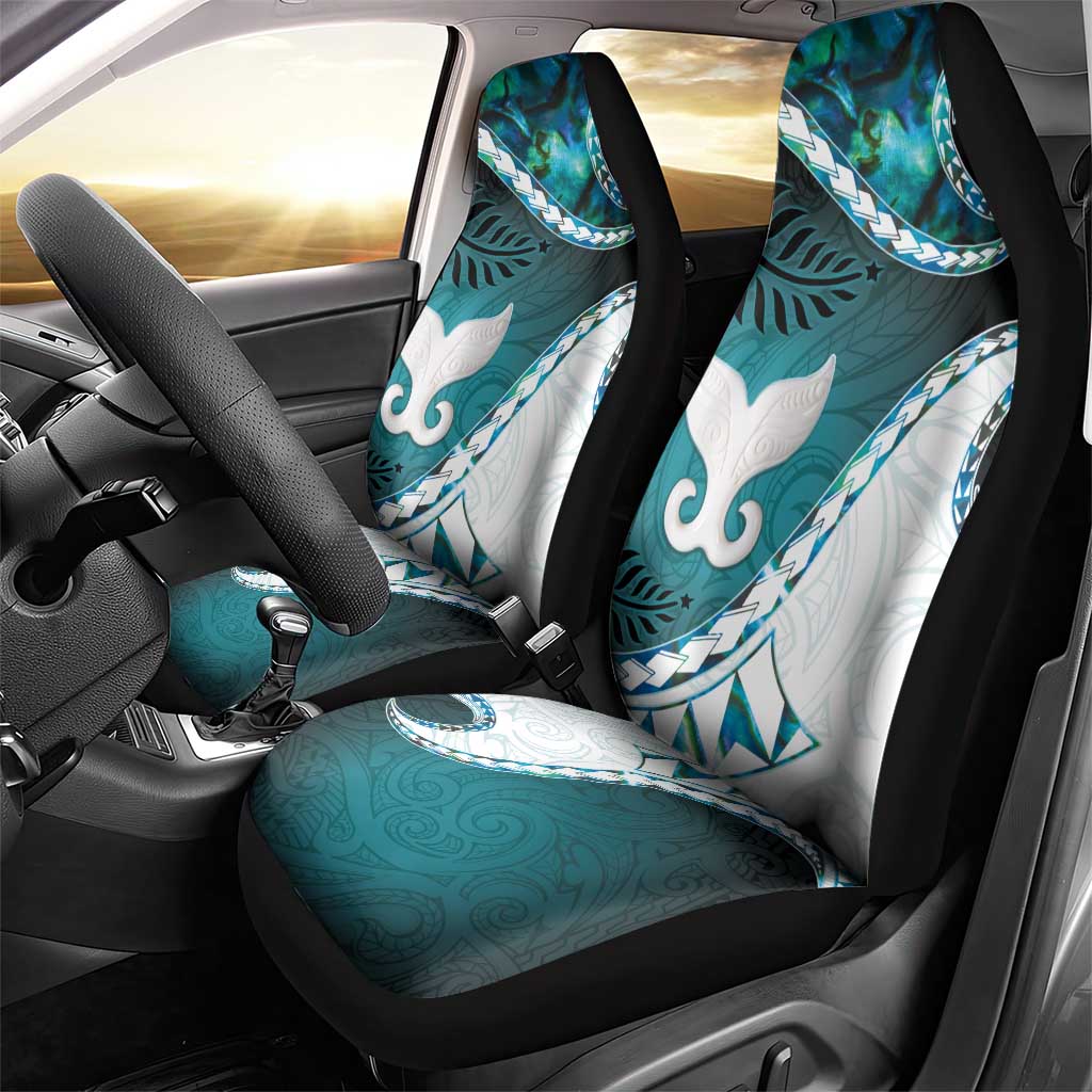 Aotearoa New Zealand Car Seat Cover Maori Wera Paua Shell Teal Glitter