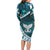 Aotearoa New Zealand Family Matching Long Sleeve Bodycon Dress and Hawaiian Shirt Maori Wera Paua Shell Teal Glitter