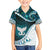 Aotearoa New Zealand Family Matching Long Sleeve Bodycon Dress and Hawaiian Shirt Maori Wera Paua Shell Teal Glitter