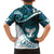 Aotearoa New Zealand Family Matching Off The Shoulder Long Sleeve Dress and Hawaiian Shirt Maori Wera Paua Shell Teal Glitter