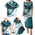 Aotearoa New Zealand Family Matching Puletasi and Hawaiian Shirt Maori Wera Paua Shell Teal Glitter