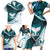 Aotearoa New Zealand Family Matching Short Sleeve Bodycon Dress and Hawaiian Shirt Maori Wera Paua Shell Teal Glitter