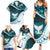 Aotearoa New Zealand Family Matching Summer Maxi Dress and Hawaiian Shirt Maori Wera Paua Shell Teal Glitter